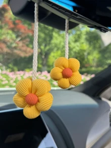 Colorful Flower Cartoon Car Pendant Decoration Creative Car Interior Placement Rearview Mirror Pendant - one-size - View 14
