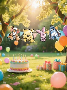 Disney 1 Pc Disney Winnie The Pooh Theme Party Banner, Cartoon Pattern Winnie The Pooh Room Decoration, Pull Flag Party Hanging Decor (The Actual Product Is A White Rope With 1 Piece Of Decor) School Decor School Surprise Dormitory Decor Back To School