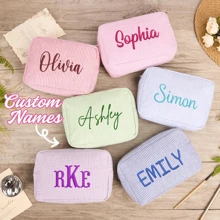 Personalized Makeup Bag With Name, Custom Makeup Bag Organizer, Monogram Make Up Bag, Bridesmaid Box, Cosmetic Care Package For Her Toiletry, Space-Saving,Letter,Striped Exquisite,Stylish,Tidy,Contracted,Casual,Girls Gift,Wedding Gifts,Bridal Gifts,Wedding,Wedding Items,Holiday Gift Ideal Gifts For Her Girlfriend,Family,Friends For Anniversaries,School Supplies,Back To School,School Gift,For Office,For School,For Classroom,For Teacher Gifts,For University,For Colleague,For Dorm Rooms,For Teacher,For Boys And Girls,For Teenagers,Junior High School Students,Middle School Students,High School Senior High School Students,College Students,University Students,Freshman,Sophomore,Underclassmen
