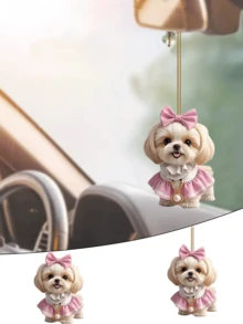 1 件创意粉色亚克力狗裙装饰、亚克力钥匙扣吊坠、汽车装饰挂件