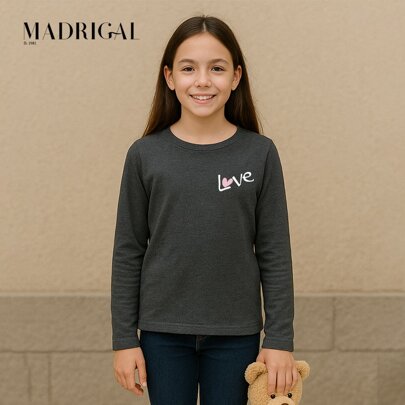 Playera de Niña Manga Larga con Estampado "Love"