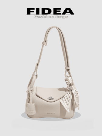 Fashionable New Ladies Shoulder/Crossbody Bucket Bag, Minimalist Solid Color PU Leather Lizard Texture Design, Scarf Wrapped Handle, Personalized Metal Buckle Decoration, Large Capacity Commute Shopper Tote