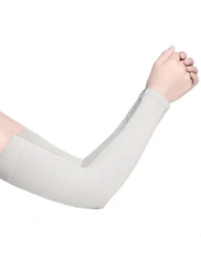 1 Pair Straight Over-Elbow Sleeve Cuffs, Suitable For Daily Wear - Grey - View 4