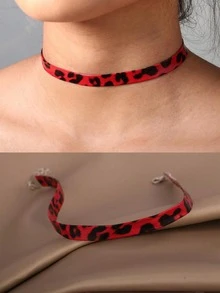 1pc Women Fashion Simple Versatile Leopard Print Choker Necklace, Stylish For Everyday, Evening Party - Leopard Print Necklace - View 14