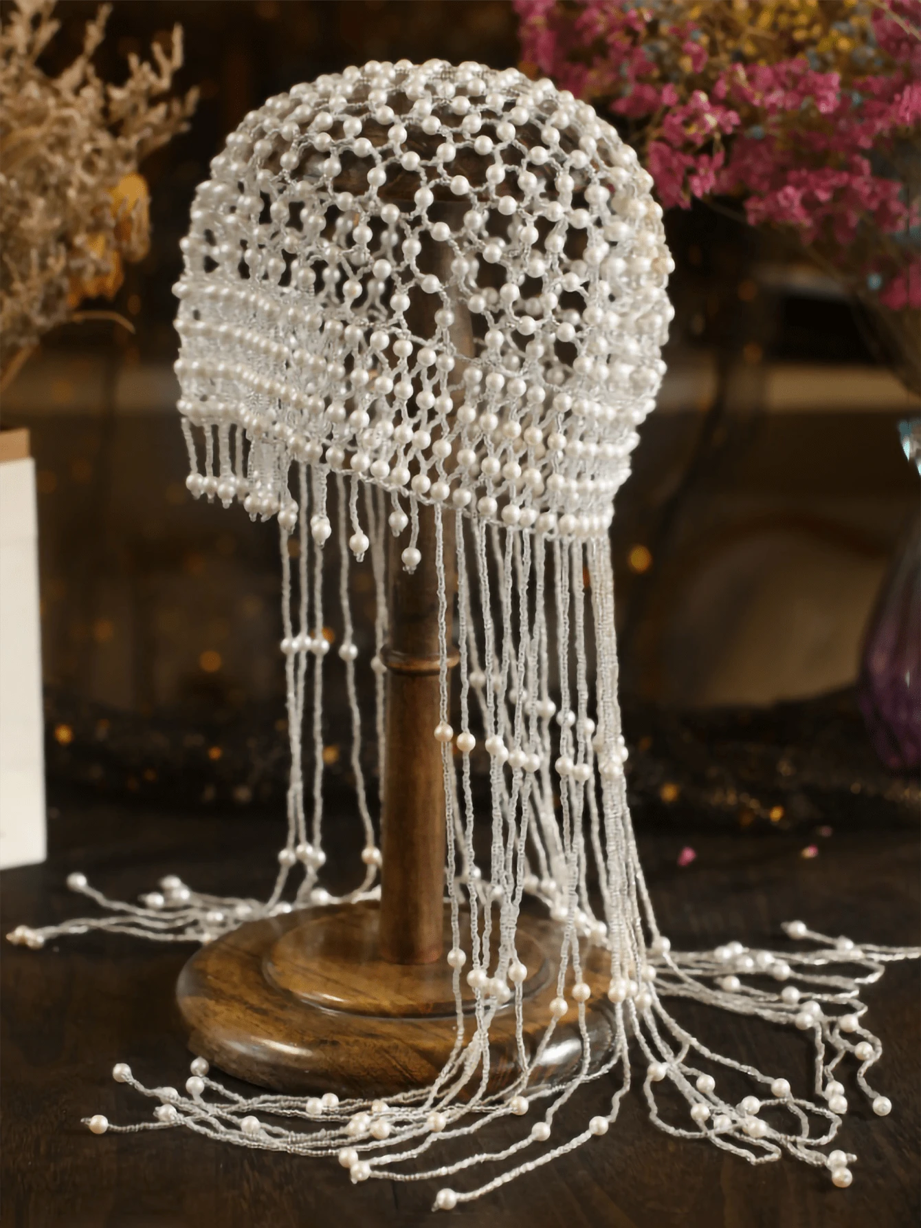 1 件女士复古优雅手工镂空头饰，珍珠流苏帽，适合拍照、新娘、舞台表演 - 其他帽子 - 查看 1