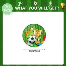 Juego de vajilla desechable con temática de trofeo de fútbol, incluye platos, vasos y servilletas. Adecuado para fiestas de cumpleaños, baby showers, reuniones familiares, reuniones de clase, picnics, revelación de género, eventos deportivos y celebraciones. Juego de suministros para fiestas de 10/20/30 piezas. - Multicolor - Ver 8