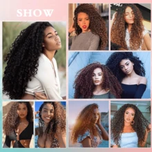 夹式接发 - 140克合成深棕色夹式接发，杰瑞卷发接发，适用于接发片（T30# 24英寸）（7片装）