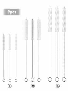 Set de 9 piezas de kit de limpieza con cepillos de 3 tamaños: limpiadores de tuberías extra largos para termos, tazas con boquilla, botellas de agua y tubos, herramientas de limpieza reutilizables de gran