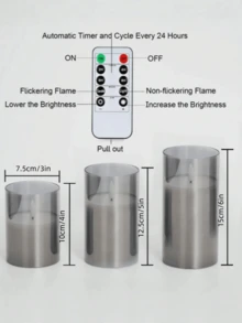 Flameless Remote Control Candle, Realistic 3D Wick Flickering Candle, Battery Powered, 4 Inch, 5 Inch, 6 Inch, For Party, Wedding, Christmas, Home Decor - Grey - View 5