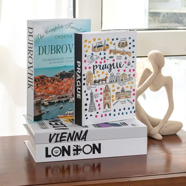 4pcs/Set Famous City Print Faux Books Decor For Coffee Table, Home & Villa Soft Decoration Accessories