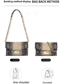 Schlangenhaut Muster Marke 2025 Neue Damen Clutch Tasche, einzigartiges Design Mode Umhängetasche, kontrastfarbige Sommer Handtasche, leichte Outdoor-Shopping Kleine Quadratische Tasche mit Mehrfach-Fächern