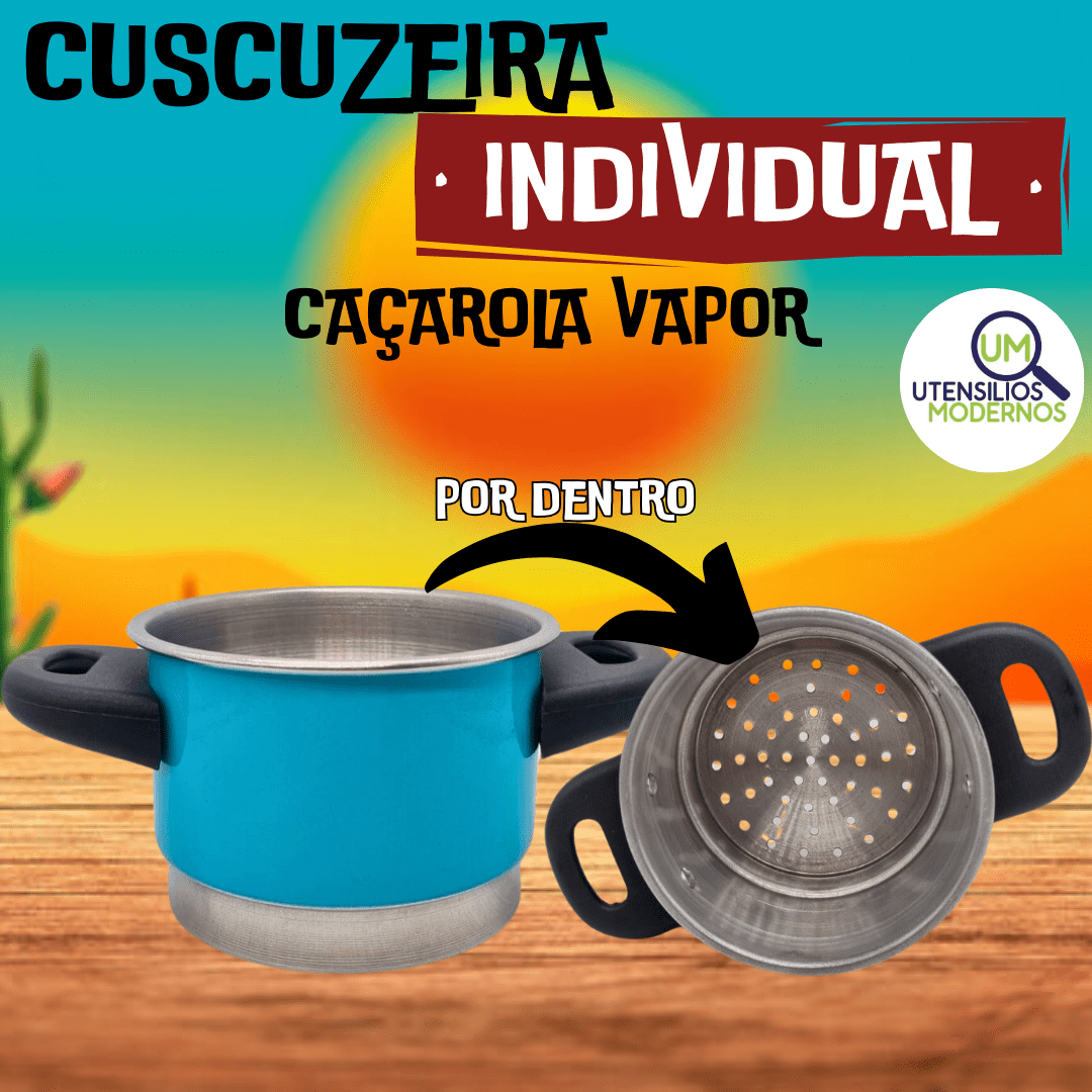 Individual Nordestino Aluminum Couscous Pot No. 10 For 1 Serving 300 G - Baby Blue - View 6