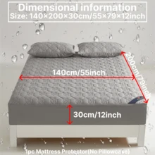 1 件舒适防水床垫保护套，无噪音纯色床垫套，柔软透气的声波技术床笠，90x200cm/200x220cm，适用于公寓、卧室、酒店、客房和学生宿舍（无枕套） - 灰色 - 查看 16
