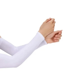 1 Pair Straight Arm Sleeves, Suitable For Daily Wear - White - View 4