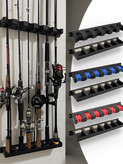 2 pièces Support mural pour cannes à pêche - Support en acier ultra-résistant avec fentes verticales et horizontales réglables, revêtement anti-rouille - pour les murs d'outils de garage, le stockage de la man cave, l'organisation du pont du bateau, les systèmes de salle de pêche - Range-cannes économisant l'espace - Support pour équipement de pêcheur - Range-cannes sans encombrement - Accessoire de pêche monté au mur - Solution de rangement pour garage