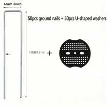 20/50/100 Pcs Heavy-Duty U-Shaped Zinc Alloy Tent Stakes With Washers - Ideal For Outdoor Tents, Gardening Fabric, Landscape Cloth, Barrier, And Galvanized Steel Floor Nails, Camping Supplies