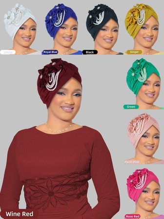 1pc Women's Solid Color Side Beaded Minimalist Headscarf, Suitable For Weddings, Parties, Holidays, And Daily Use