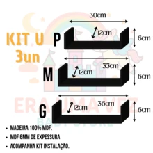 Trio U Shelves - 3 Pieces (S, M And L) In MDF - màu đen - Xem 3