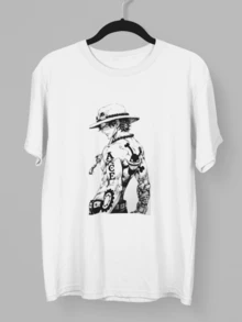 Camiseta Portgas D. Ace ONE PIECE Personaje Unisex - Blanco - Ver 2