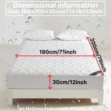 1 件舒适防水床垫保护套，无噪音纯色床垫套，柔软透气的声波技术床笠，90x200cm/200x220cm，适用于公寓、卧室、酒店、客房和学生宿舍（无枕套） - 白色 - 查看 13