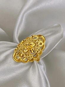 Geometryczny Filigranowy Pierścień 18K Złocony Biżuteria Damska Inspirowana Art Nouveau Codzienne Pierścienie Do Układania