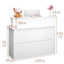 Mostrador de Recepción Moderno 120x45x102cm - Escritorio con Cajones para Oficinas, Hoteles, Salones | Base en Madera Natural o Gris | Mueble de Recepción Profesional - Multicolor - Ver 2