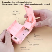 SOKANY 1 Piece Mini Handheld Snack Sealing Machine-Compact ABS Plastic Bag Sealer, Maintaining Freshness, Easy-To-Use Kitchen Gadgets, White/Pink, Battery-Powered (Without AA Batteries), Mini Bag Sealing Machine