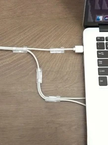 20PCS/40pc/60pc Clear Plastic Cable Holder, Strong Adhesive Backing, No Need To Drill Holes In Walls And Under Desk Cable Management, Home Office Power Cord Organizer, Durable Clamp Holder, Simple Appearance