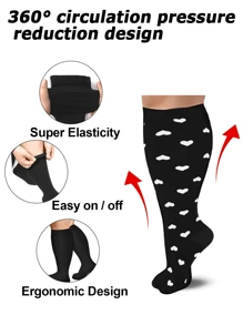 3 Pairs Plus Size Compression Socks - Enhance Performance And Recovery, 15-20 MmHg Compression Benefit, Wide Calf Fit, Improves Foot Blood Flow, Perfect For Running, Cycling, And All Sports, Unisex Design