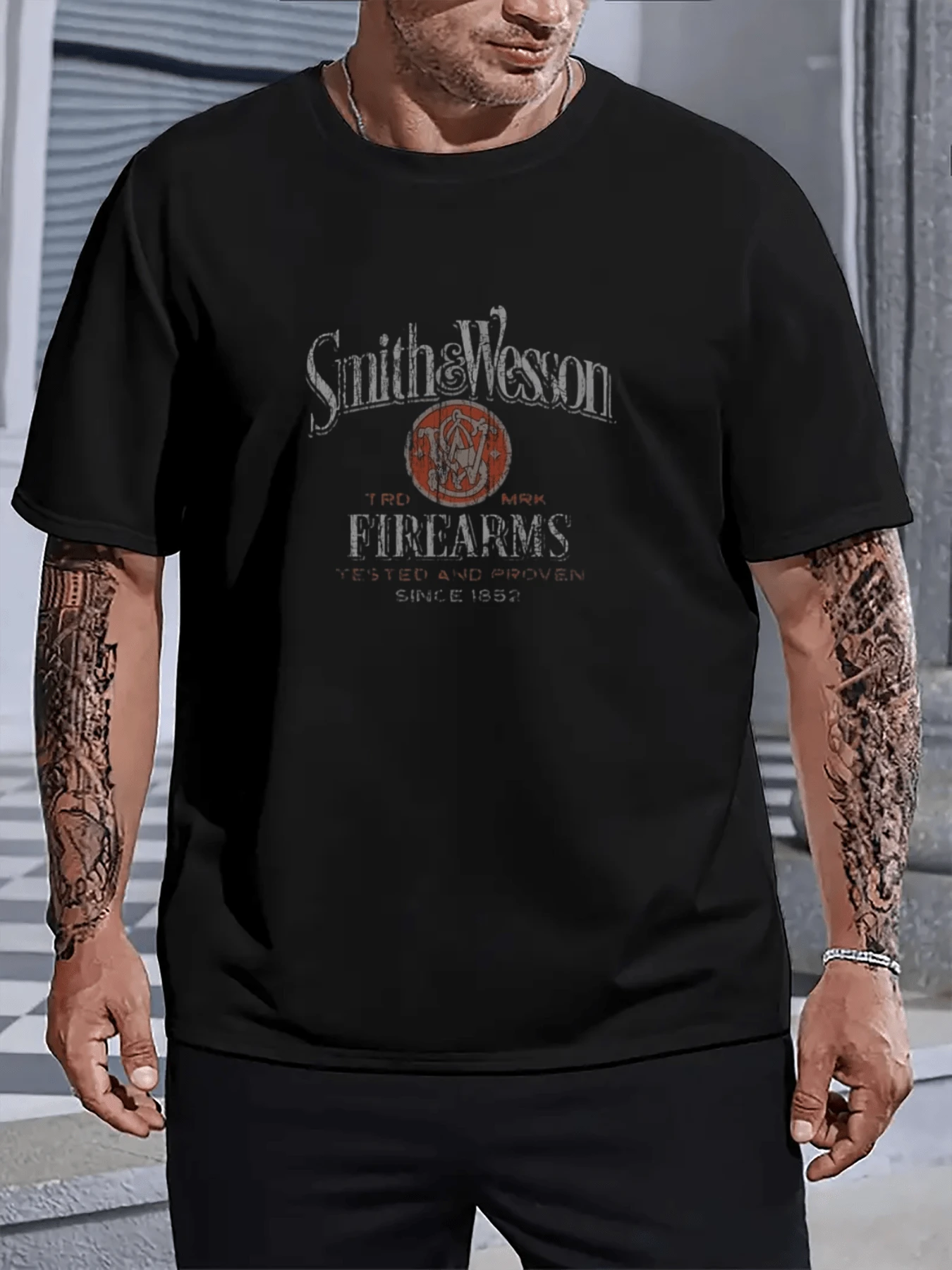 Smith & Wesson Themed Men's T-Shirt - màu đen - Xem 1