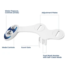 LUXE Bidet NEO 185 - Self-Cleaning, Dual Nozzle, Non-Electric Bidet Attachment For Toilet Seat, Adjustable Water Pressure, Rear And Feminine Wash (Blue, White, Rose Gold, Pearl Gray) - 藍色 - 查看 8
