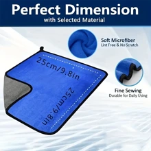 1/4 Packs Super Absorbent Microfiber Chamois Car Towels , Unbeatable Absorbency, Ultra-Thick 800GSM, Lint-Free, Scratch-Free, Fade Resistant, Quick-Drying, Gentle On Surfaces ,9.8inx9.8in, 16x12 Inch