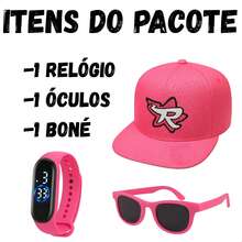 Unisex Children's Influencer Kit - LED Watch For Boys And Girls + Fashion Glasses + Gift Cap In Various Colors - 玫紅色 - 查看 2