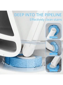 1pc / 6pcs / 12pcs Home Disposable Toilet Brush With 6 / 36 Dissolvable Refill Heads – No Blind Spot Cleaning Toilet Brush Set, Ideal For Summer Bathroom Cleaning And Decor.