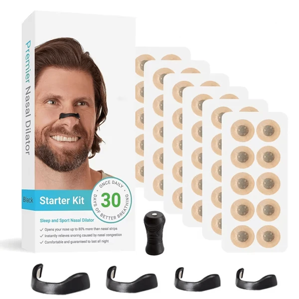 30pcs/60pcs Black Nose Clip Expanders, Strong Magnetic Design, Ergonomic Nose Clip, Comfortable No Pressure, Double Reinforcement Of Magnetic Adsorption And Nose Clip, Lightweight And Portable, Reusable, Flexible Adjustment, Effectively Relieve Nasal Congestion, Improve Breathing Smoothness, Suitable For Sports & Fitness