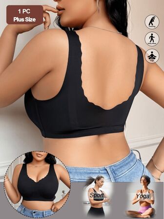 Reggiseno senza cuciture con schiena a canottiera, spalline regolabili, reggiseno sportivo leggero di taglia comoda