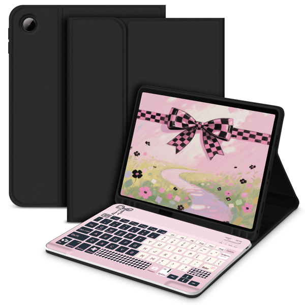 Keyboard Case Compatible With Samsung Galaxy Tab And IPad , Redmi Pad Se, With Detachable Wireless Bluetooth Keyboard (150mAh) And Pencil Holder(Black)