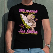 Playera Caballero Frase MI Mama Me Dio La Vida Los Elotes Las Ganas De Vivirla Maíz Cómico Angelito Regalo Mama Dia De Las Madres - Negro - Ver 3