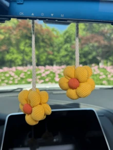 Colorful Flower Cartoon Car Pendant Decoration Creative Car Interior Placement Rearview Mirror Pendant - one-size - View 4