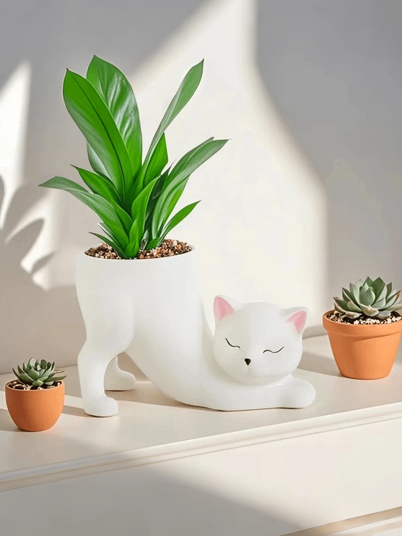 1 pieza Maceta de gato sin cola única, maceta de suculenta interior de gatito lindo, soporte para plantas de decoración del hogar animal, macetero de cerámica de bonsái con novedad, regalo ideal para decoración de oficina, escritorio y hogar - Multicolor - Ver 1