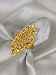 Pierścień z ażurowym wzorem kwiatowym inspirowany stylem vintage, platerowany 18-karatowym złotem, wyjątkowy elegancki dodatek dla kobiet do codziennego noszenia, dojazdów do pracy i randek