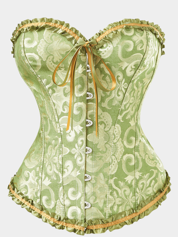 Palace Style Tight Bodice Shapewear Corset Top - Waist Cinching, Bust Lifting, Vintage Floral Pattern, Sexy
