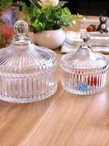 A Glass Yurt Jar, Candy Cube Jar, Cosmetic Storage, Crystal Decorative Jar, Trinket Storage JarFor Women Storage Organizer Travel Essentials Back To School Dormitory Storage