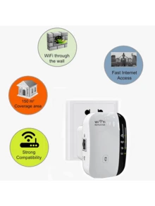 Potente repetidor WiFi de 300 Mbps, amplificador de alcance de 2,4 GHz, extensor inalámbrico con puerto Ethernet, extensor WiFi, protección WPS. - Blanco - Ver 3