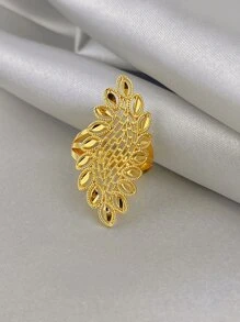 Pierścień z ażurowym wzorem kwiatowym inspirowany stylem vintage, platerowany 18-karatowym złotem, wyjątkowy elegancki dodatek dla kobiet do codziennego noszenia, dojazdów do pracy i randek