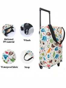 Compact Foldable Rolling Shopping Cart With Wheels, Portable Grocery Bag, Waterproof Wheeled Shopping Tote, Folding Stair Climbing Push Cart, Travel Bag, Outdoor Camping Use, Picnic, Package Delivery, Home Organizer, Made Of Thick Waterproof Oxford Cloth