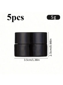 5pcs Amber Glass Jars With Black Lids - Unscented, Leakproof, Wide Mouth, Travel Size Refillable Containers For Cream & Lotion, Portable Light-Proof DIY Sample Bottles