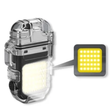 Encendedor Eléctrico y Linterna COB Recargable USB encendedor electrónico portátil linterna LED recargable USB multifuncional iluminación emergencia camping gadget tecnología hogar - Blanco - Ver 5