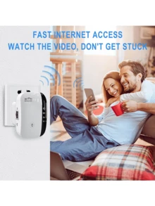 Potente repetidor WiFi de 300 Mbps, amplificador de alcance de 2,4 GHz, extensor inalámbrico con puerto Ethernet, extensor WiFi, protección WPS. - Blanco - Ver 4
