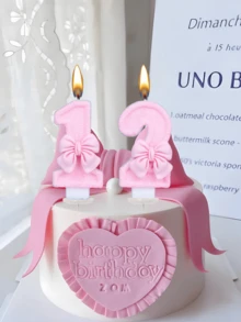 Candele numerate da 0 a 9, decorazioni innovative per candele con fiocchi luccicanti, candele per torte di compleanno, forniture romantiche per feste, compleanni, anniversari, festa della mamma, feste delle donne sole, rivelazioni del sesso, matrimoni, adatte per decorazioni di compleanni da 1 a 100 anni - Rosa - Visualizzare 1
